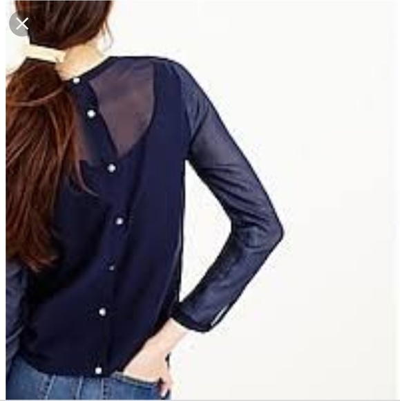 J. Crew | Silk Back Button up TEAL Tonal Blouse - Picture 2 of 8